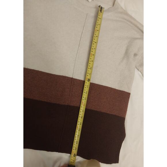a.n.a A New Approach Color Block Pullover Sweater Women’s M Beige Brown & Rust - Picture 5 of 7